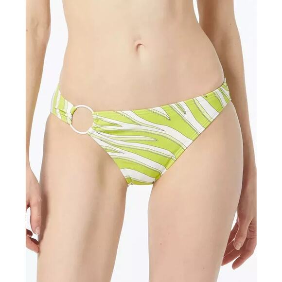 Michael Kors Womens Limeade Logo Ring Hipster Bikini Bottom Size L Striped New - Picture 1 of 6